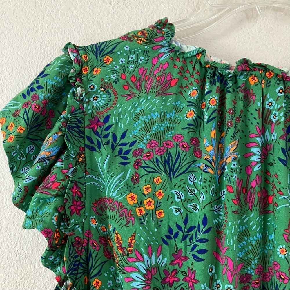 SUGARLIPS Rio Dress Plus Size 2X Boho Tiered Ditsy Floral Party Vacation Green - Picture 11 of 13